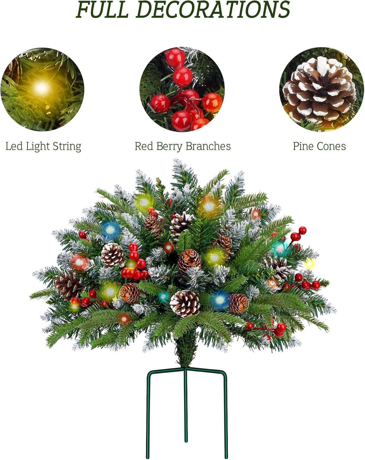Set of 2 Christmas Planter/Urn Fillers Outdoor Front Porch, Artificial