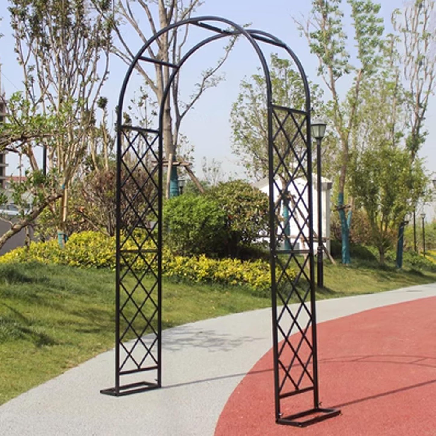 Durable Metal Rose Arch Trellis for Climbing Plants, Weather-Resistant Garden Archway, Decorative Outdoor Structure for Lawn and Garden (Black, 1.5x2.3x0.4m)