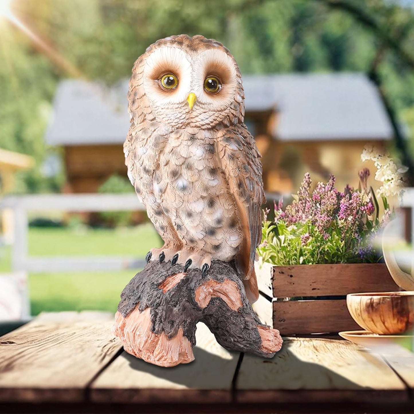 WONDER GARDEN Owl Statue Decor, Outdoor Resin Owl Figurine Sculpture f