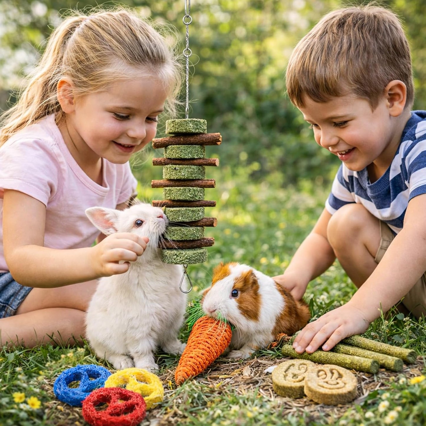 Grddaef 20 PCS Bunny Chew Toys for Teeth, Natural Rabbit Toys Apple Wo