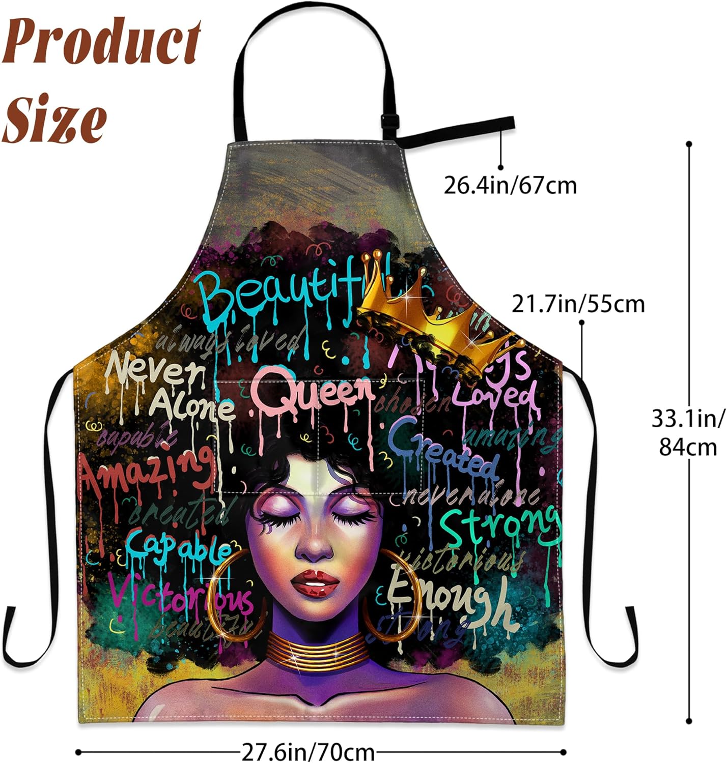 Aprons For Women With Pockets African Art Apron Black Girl Kitchen Adj