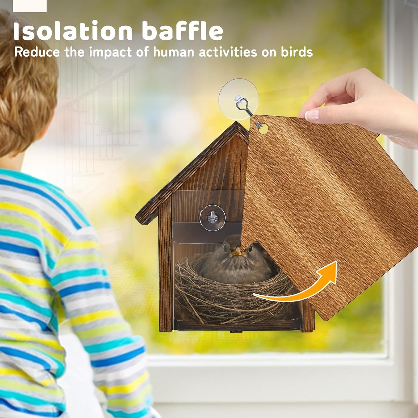 Window Bird Houses for Outside with Stainless Steel Guard, Birdhouse C