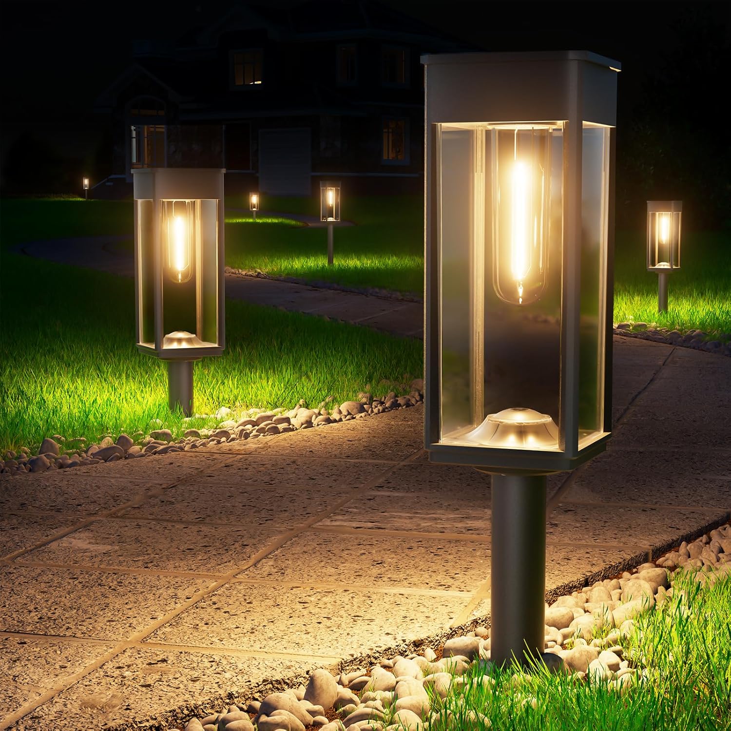 Bright Solar Pathway Lights Outdoor Waterproof IP65, 8 Pack Auto On/Of