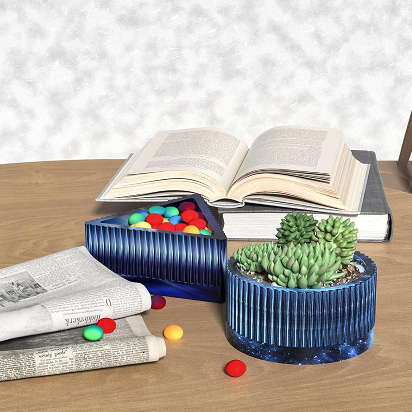 Triangle Striped Concrete Flower Pot Silicone Mold Succulent Planter Vase Cement Clay Mold Plaster Epoxy Resin Storage Box Mould