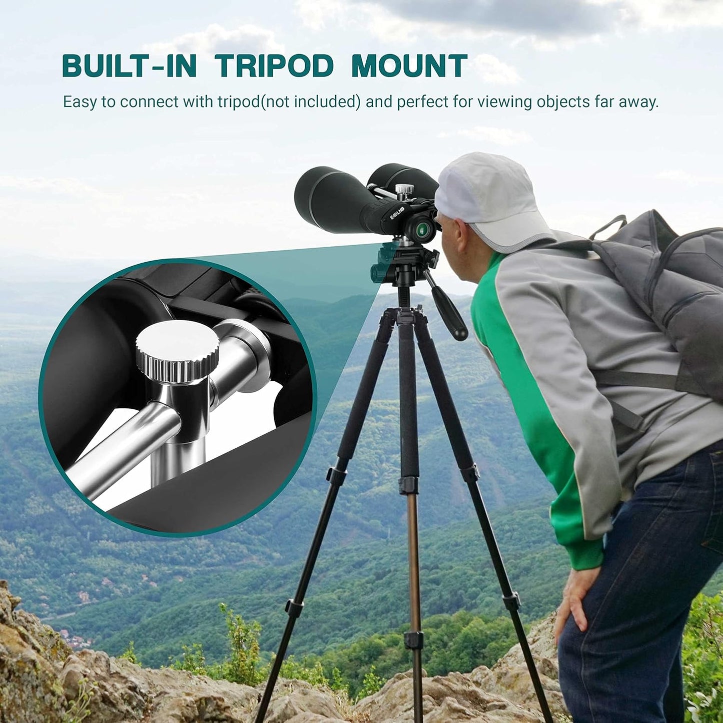 ESSLNB 15-30X80 Zoom Astronomy Binoculars with Built-in Tripod Mount Giant Binoculars with Phone Adapter and Case for Bird Watching Hunting and Stargazing