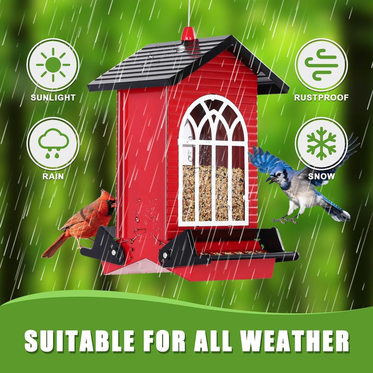 Squirrel Proof Bird Feeder for Outdoors,5LB Large Capacity,Metal Wild 