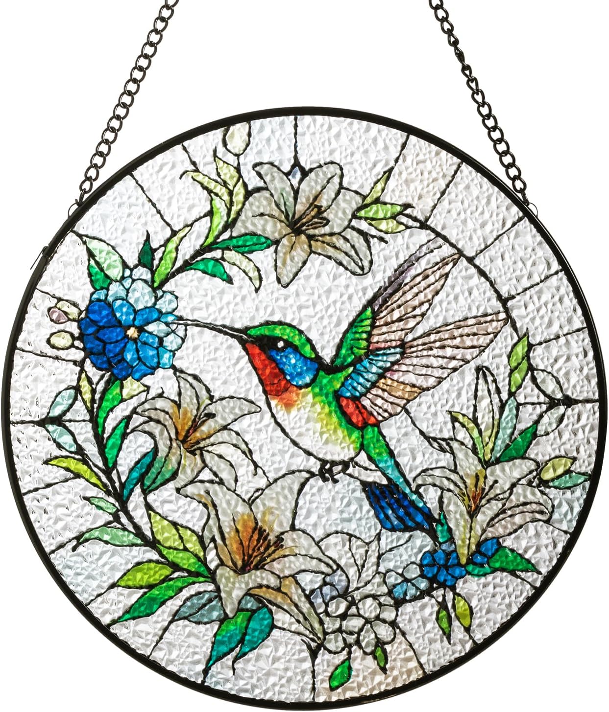 Sun Catcher Stained Glass Window Hanging 8 inch Birds & Flowers Suncatcher Wall Art Home Decor Sun Catchers Decoration for Garden Home Housewarming Gifts
