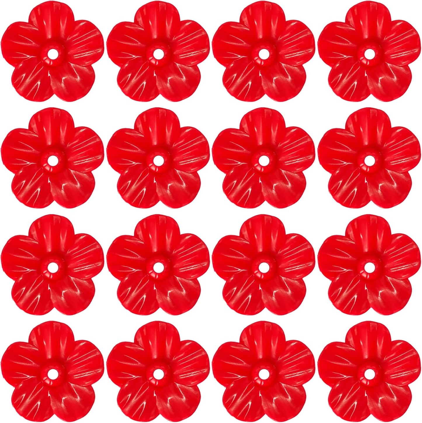 16 PCS Hummingbird Feeder Flowers, Heavy Duty Plastic Feeding Ports Replacement Parts for Outdoor Hanging Bird Feeders (Red)