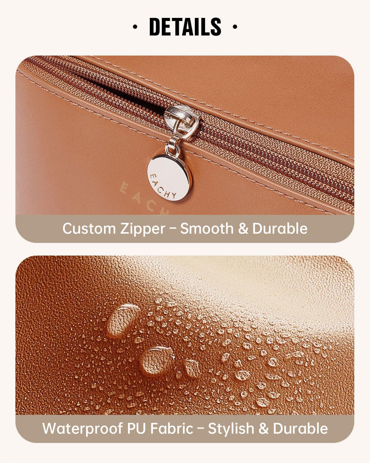 EACHY Travel Makeup Bag, Large Capacity Cosmetic Bag for Women, Waterp