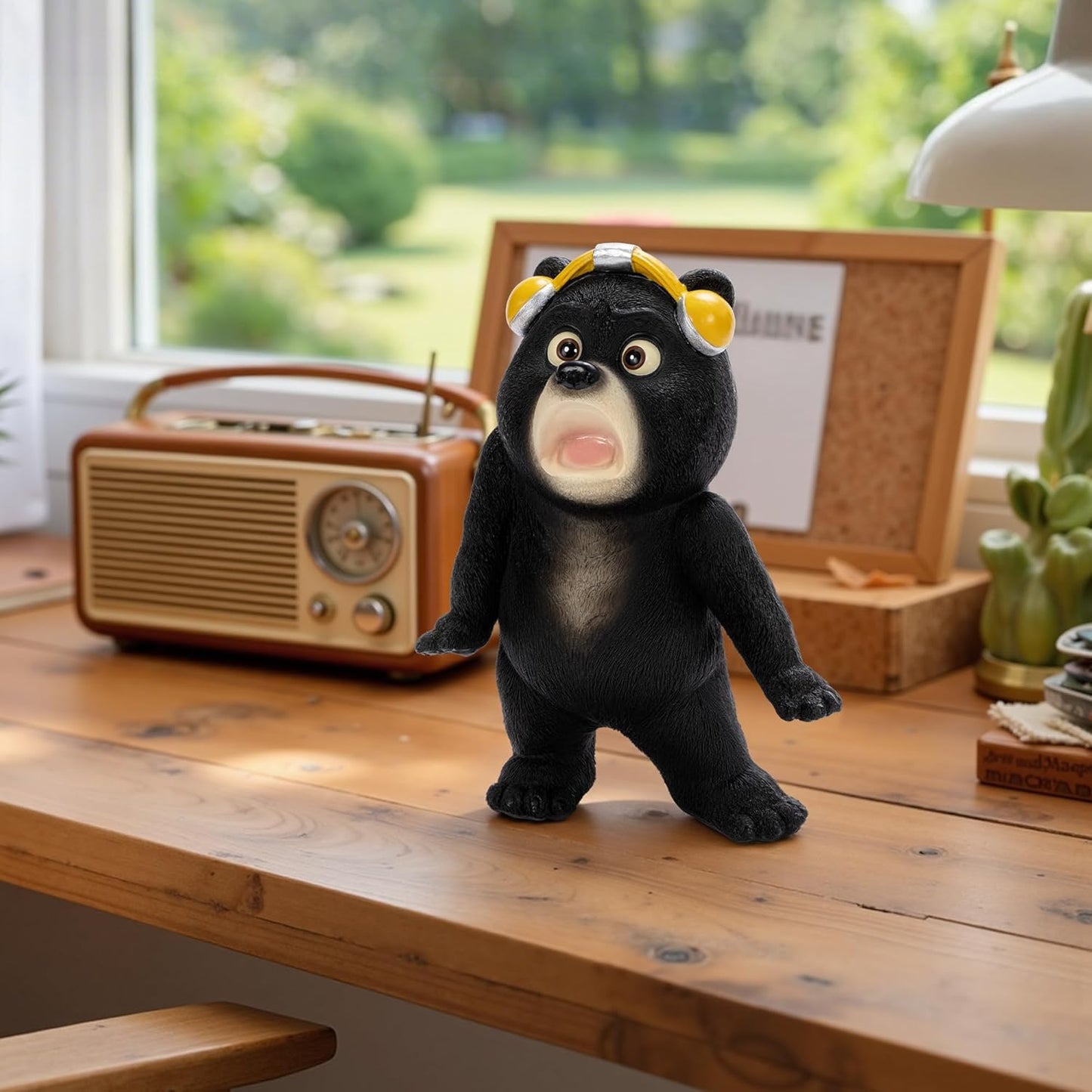 Funny Office Desk Decor Bear Statue 8", Funny Desk Decor, Home Office Decor Bear Sculptures for Funny Gifts, Bear Statue for Yard Patio Lawn Backyard and Windowsill, Funny Gifts for Women Men