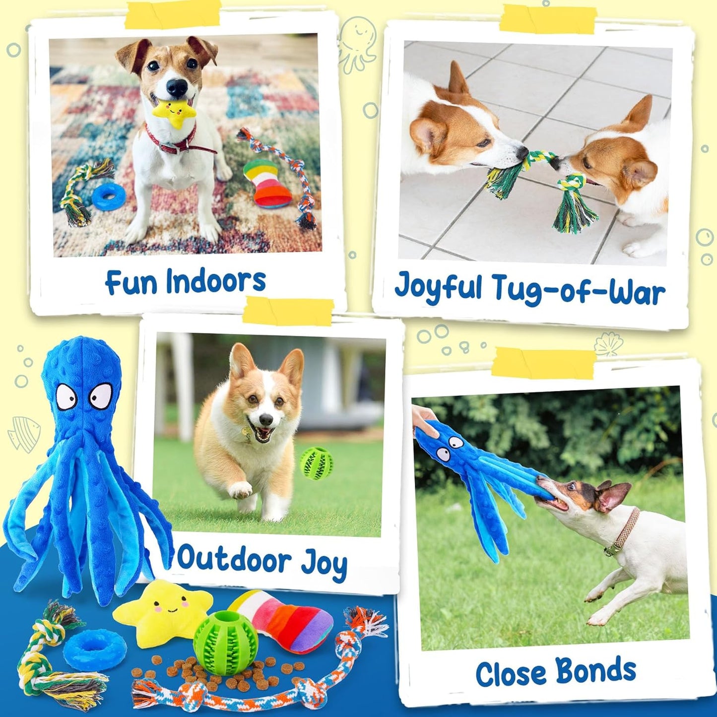 KIPRITII 9-Pack Interactive Puppy Dog Toys for Small Dogs No-Stuffing 