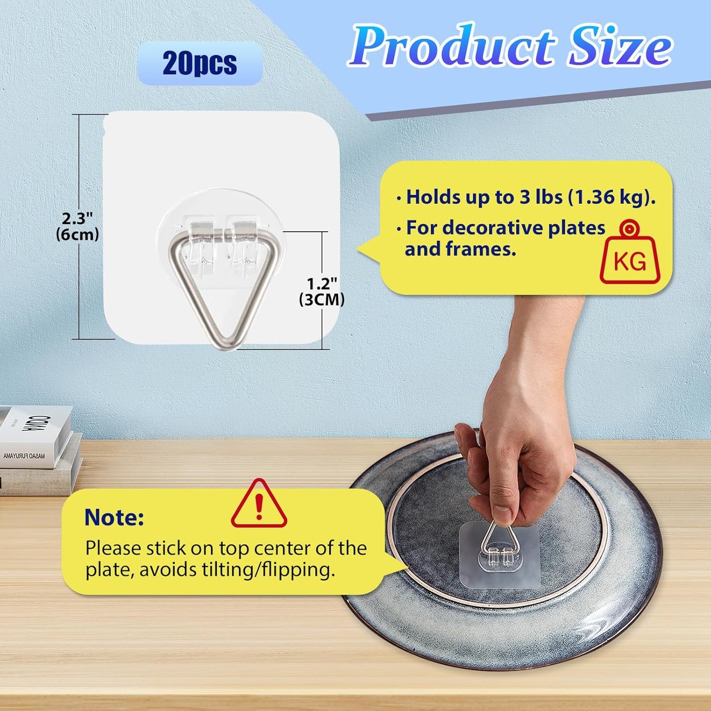 DIDUDIDU Wall Plate Hangers for Display - Invisible Adhesive Picture H