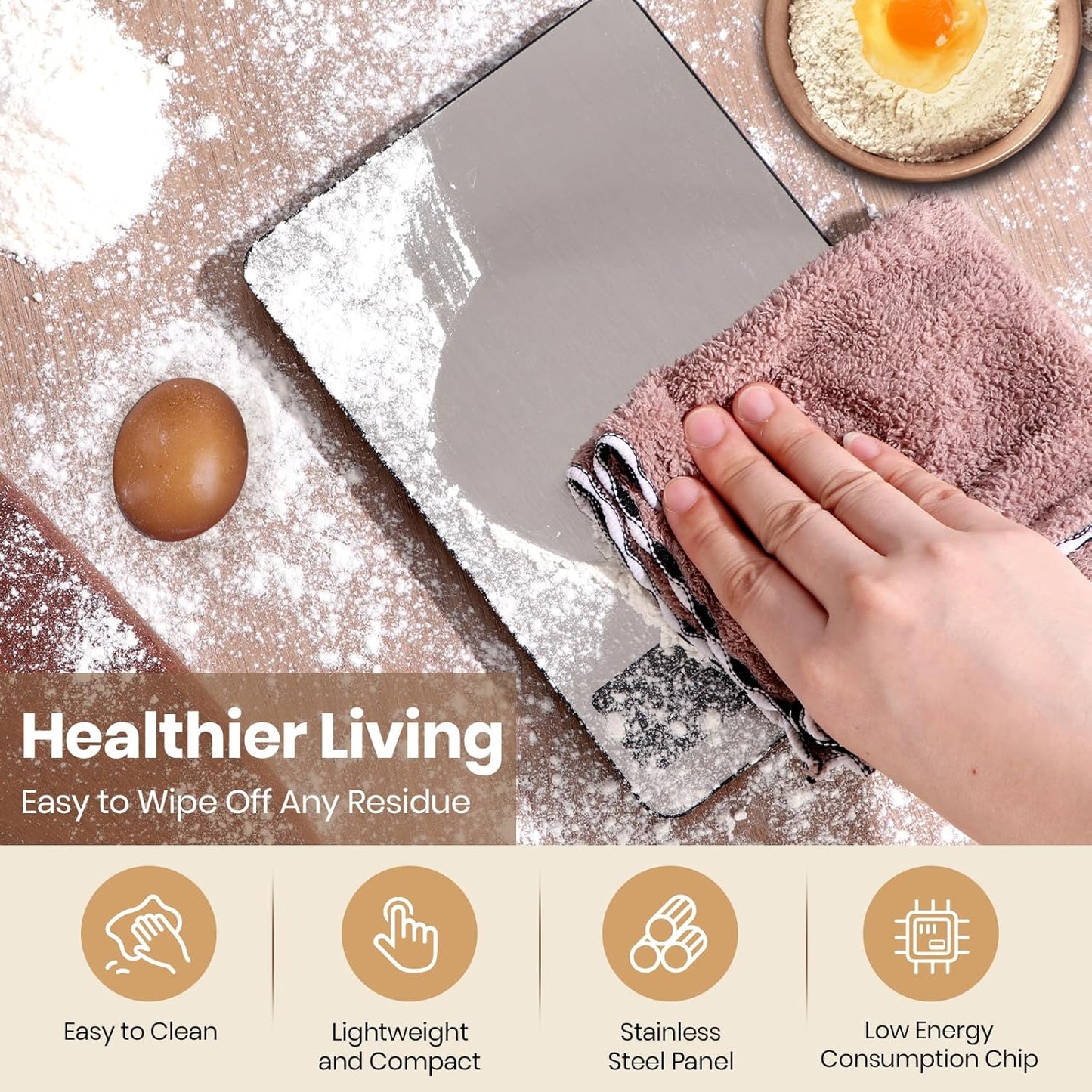 Food Scale, 11lb Kitchen Scale with 0.05oz/1g Precision, 6 Units Tare 