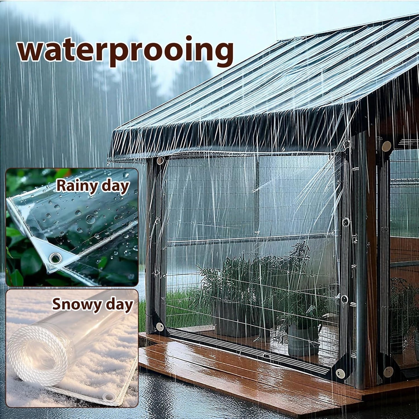 6'x8.2' Clear Tarps Heavy Duty Waterproof 14mil Thicken Transparent Waterproof Tarpaulin - Clear Vinyl Tarp with Grommets for Covering Garden Plant Camping Supplies