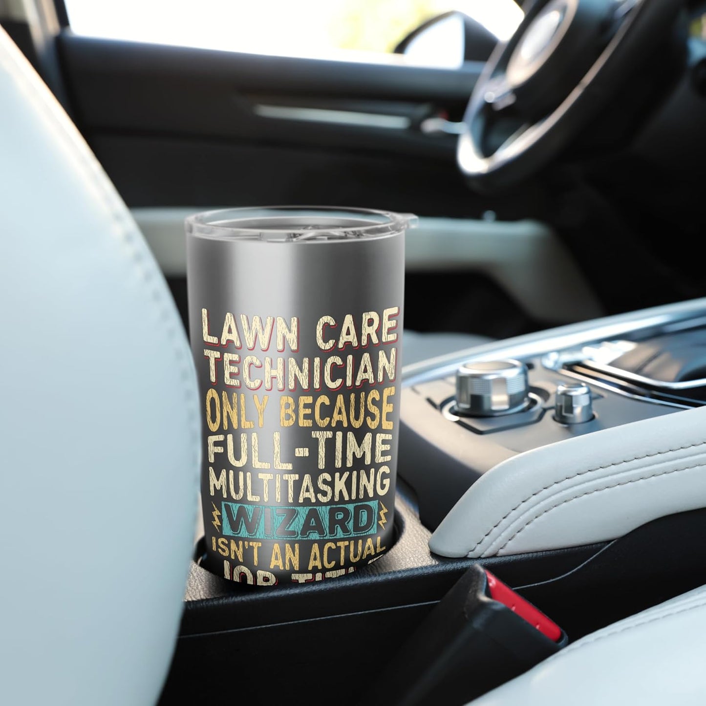Wizard Job Title Quote - Funny Lawn Care Technician Stainless Steel Insulated Tumbler
