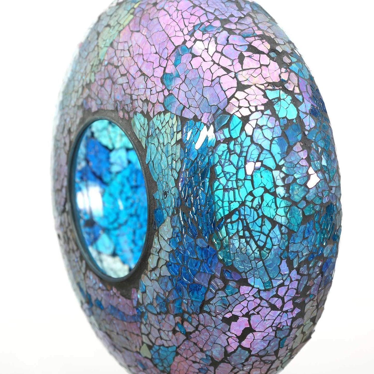 Fly Through Wild Bird Feeder Garden Hanging Bird Feeder Mosaic Circle Squirrel Proof for Outdoor Decoration,Blue