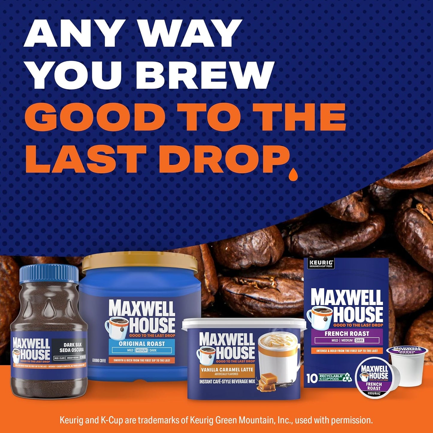 Maxwell House Instant Cafe-Style Beverage Mix, Easy to Prepare, 1 Cani