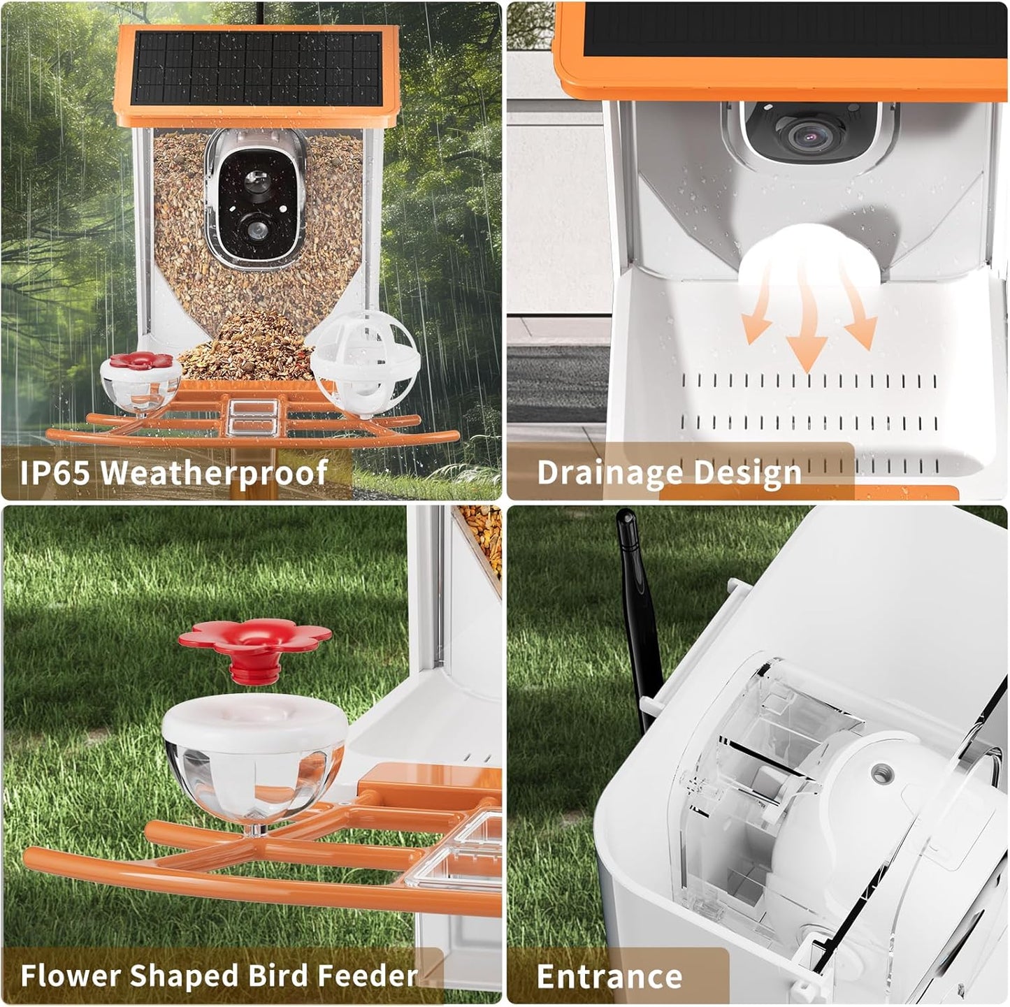 Smart Solar Bird Feeder with Camera,2K HD AI Identifies 11,000+ Birds,Solar Powered Wireless Outdoor Camera with Instant Alerts & Auto Capture - Perfect Backyard Bird Watching Gift