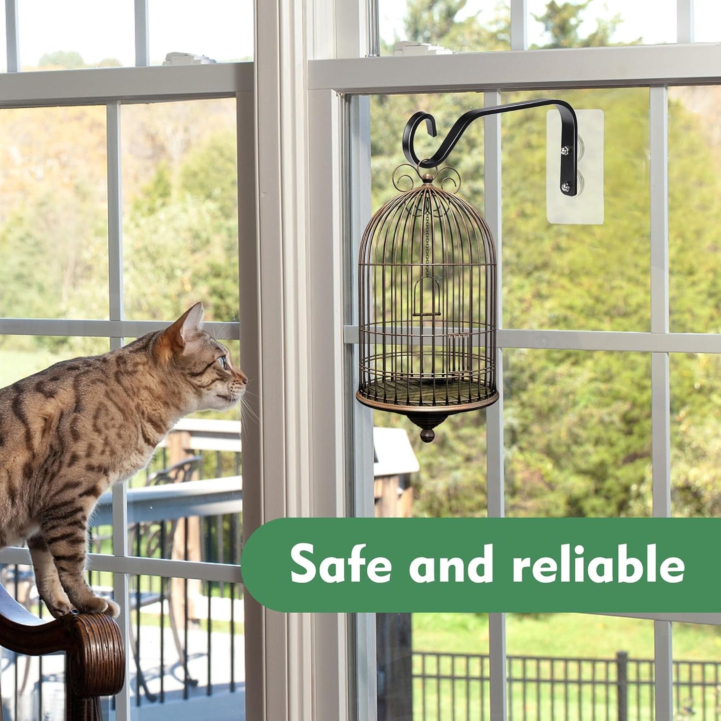 DECOHS 3 Pcs Window Bird Feeder Hanger Hook- Strong Load-Bearing Hanging Bird Feeder Hooks- Window Mounted Bird Feeder Bracket for Bird Feeders, Wind Chimes & Plants (Bird Feeder Not Included)