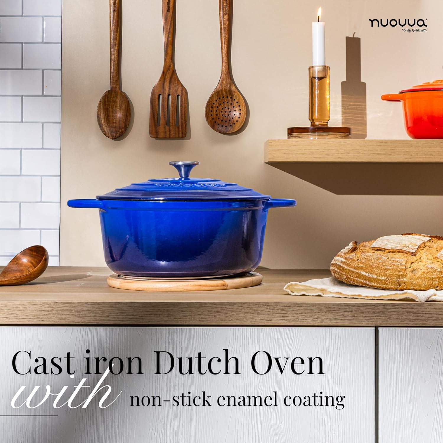 Nuovva Enamelled Cast Iron Dutch Oven Pot with Lid – 6.4 Quart Non Sti