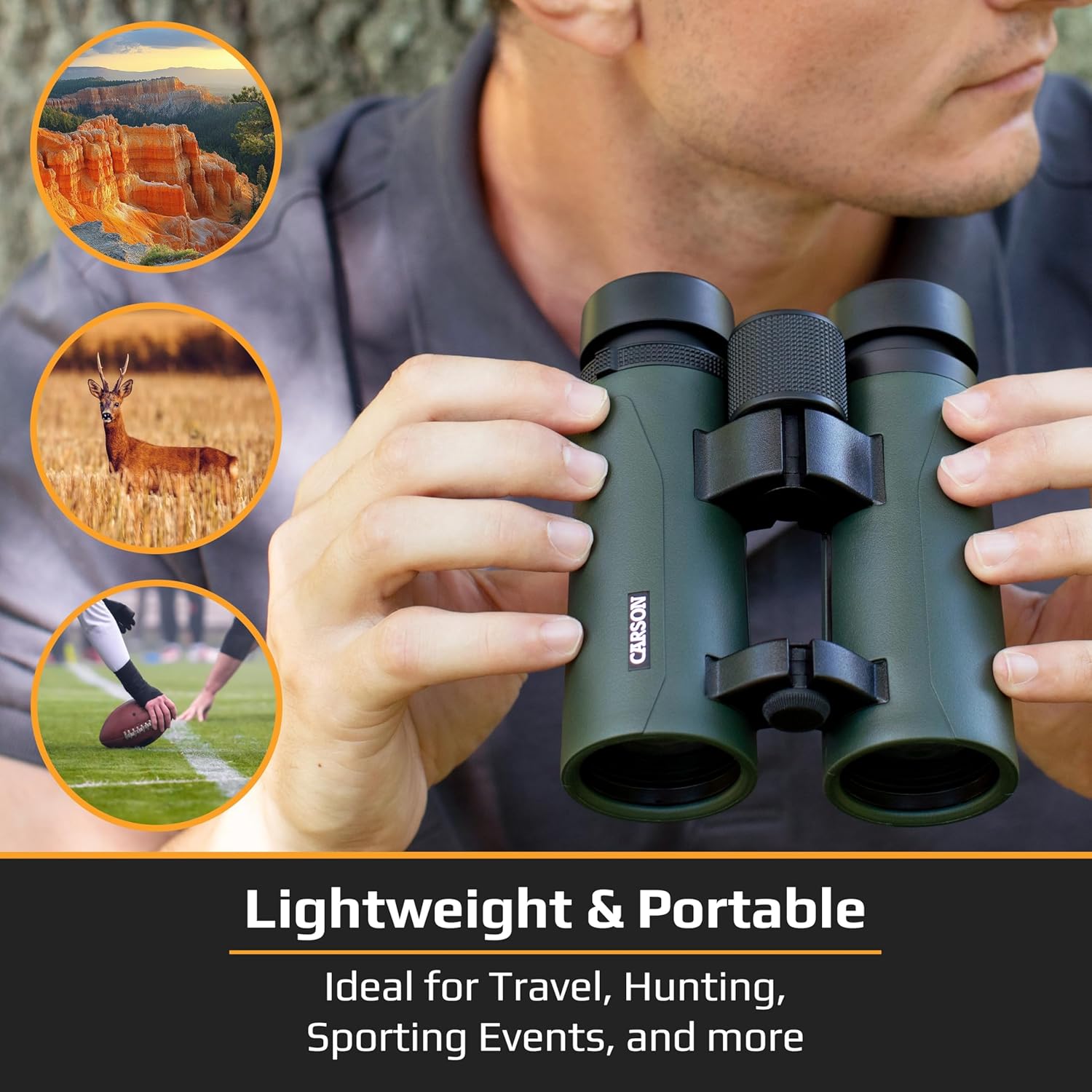 Carson RD Series 8x26mm Open-Bridge Waterproof Compact Binoculars (RD-