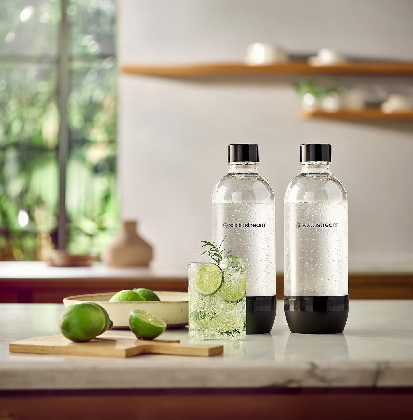 SodaStream 1L Classic DWS Carbonating Bottle Black (twinpack), Pack of 2