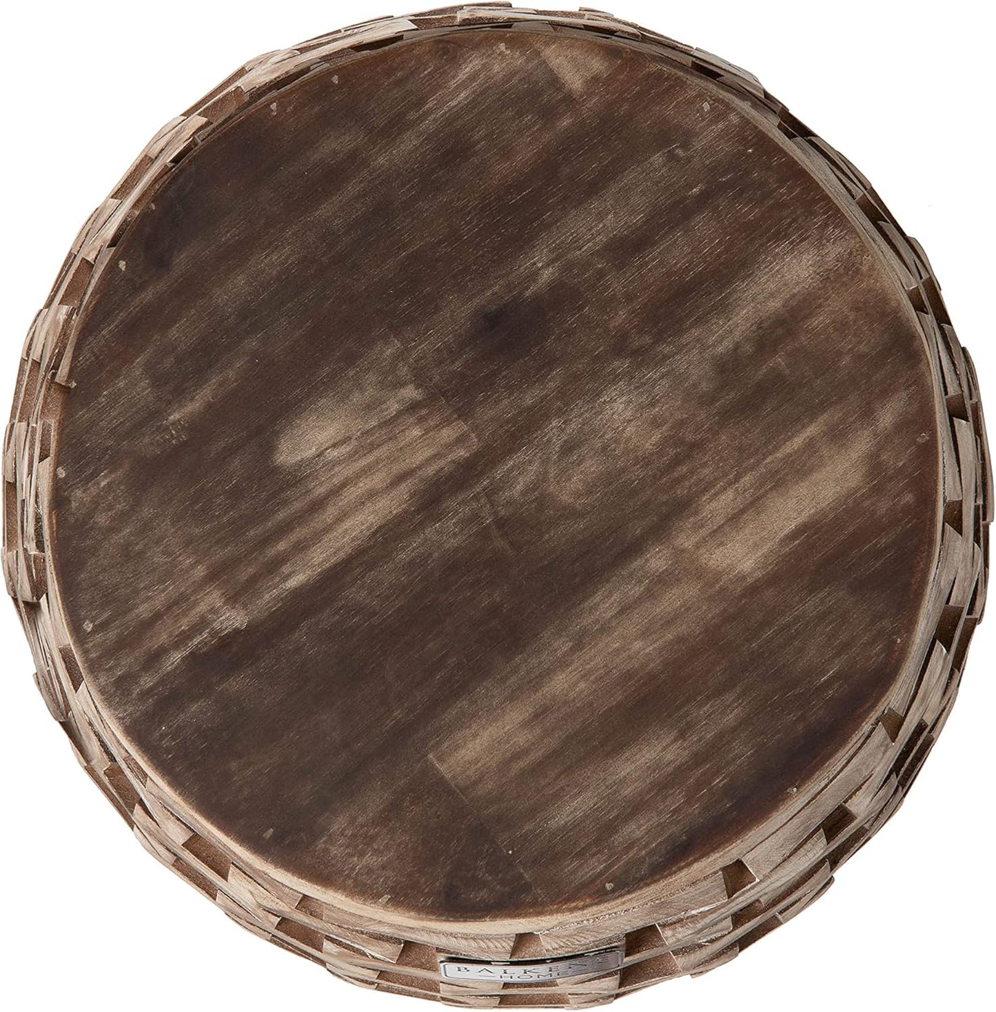 Balkene Home 62419 Maya Oval Rustic Garden Stool Wood Outdoor Seating & End Table Portable Adaptable Outdoor Furniture - Seasoned Patina Finish