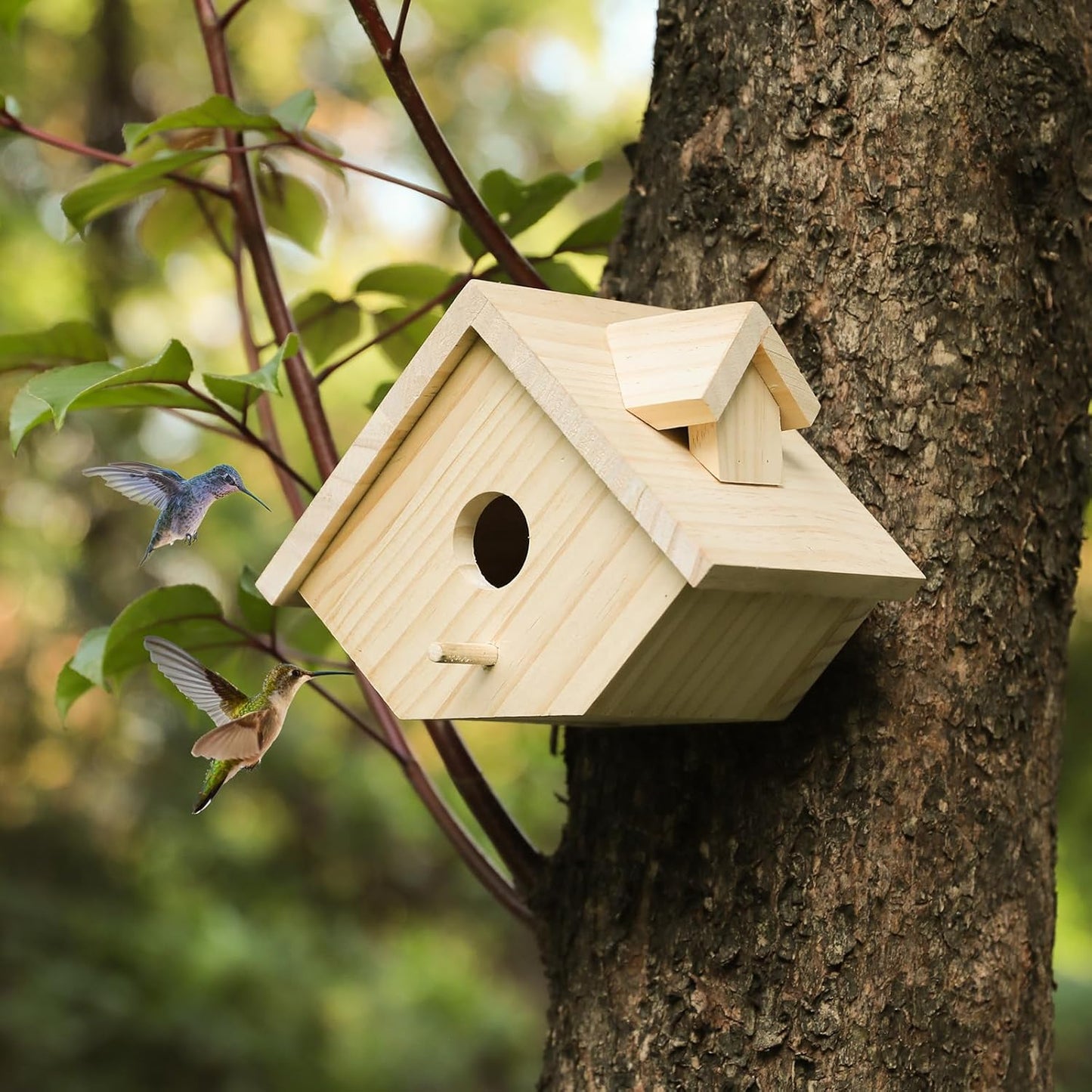 Bird Houses for Outside Bird Houses with Pole Wooden Hanging Birdhouse Clearance Garden Country Cottages Made of Cedar Wood Applicable to Bluebird Garden Viewing (Wooden, Set of 1)