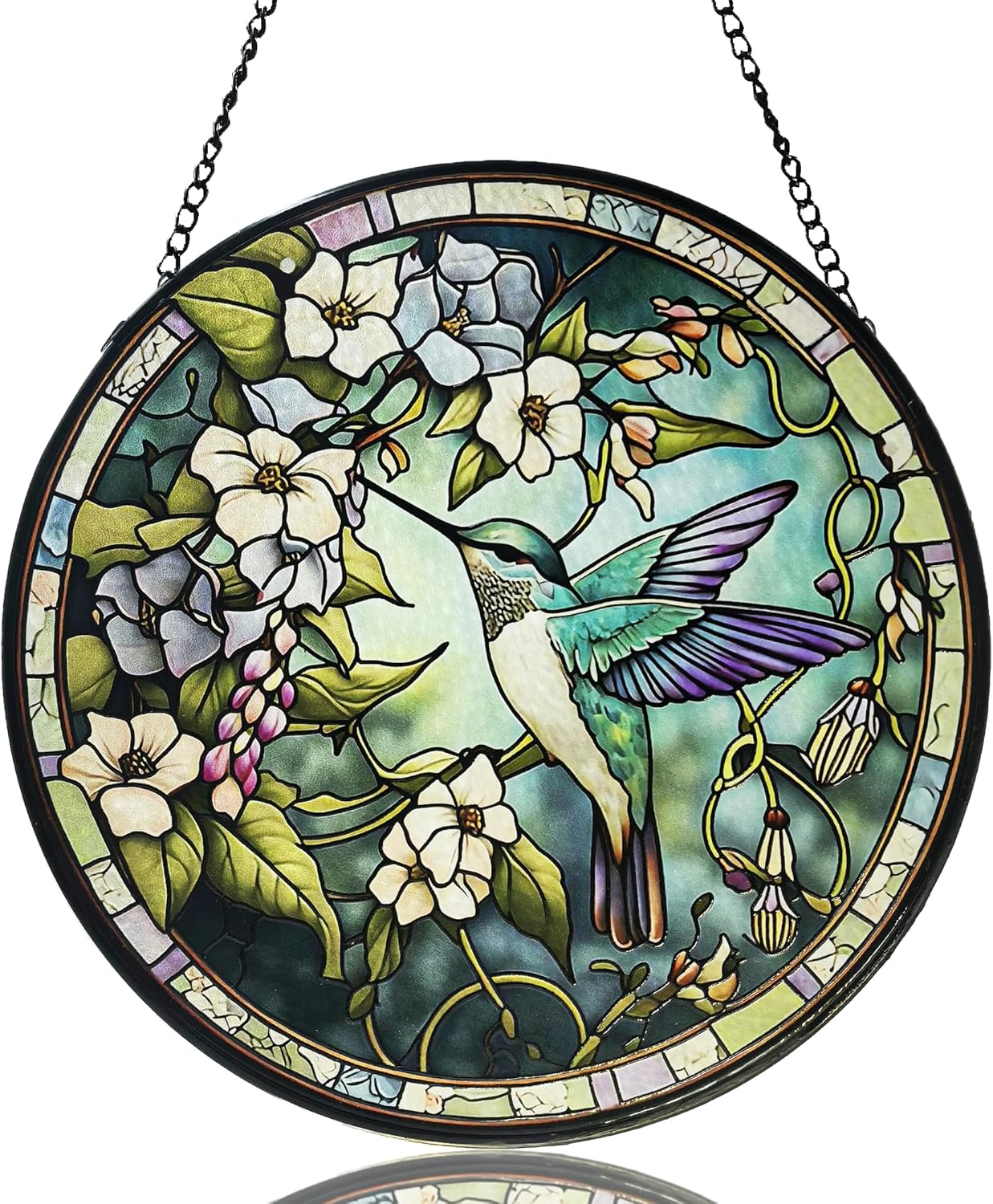 Sun Catcher Stain Glass,Hummingbird Suncatcher Stained Glass Decor for Window Hanging, Gardening Gifts for Women with 6.3 Inch
