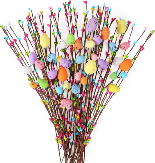 Yunfan 39Pcs Easter Decorations Artificial Easter Spray Vine with Past