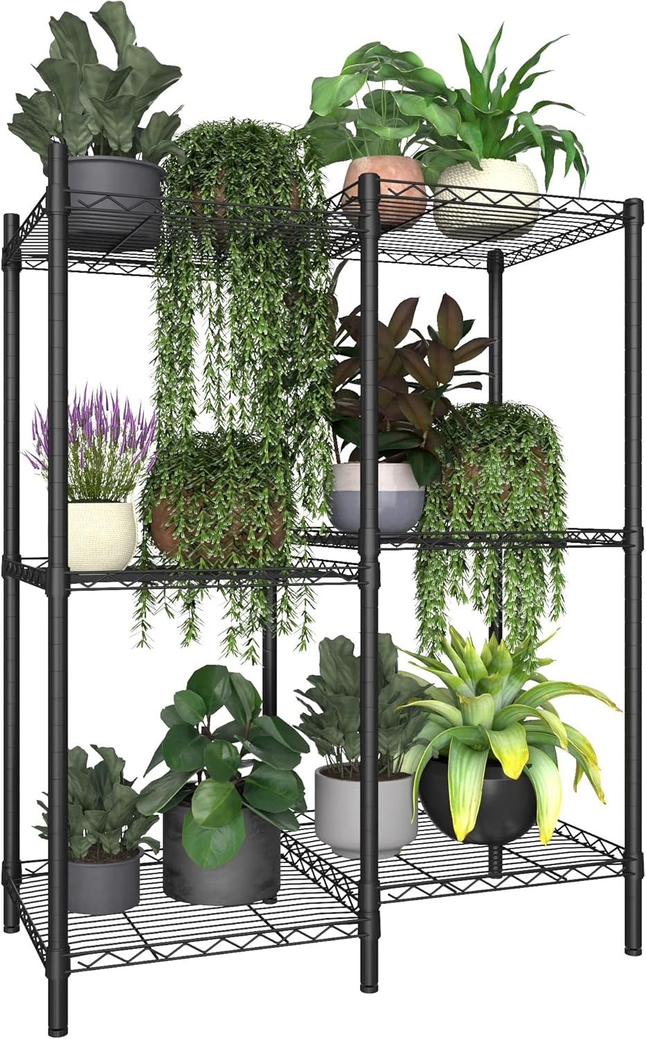 Xiofio 6-Tier Metal Plant Stand for Indoor Outdoor, Multiple Flower Po