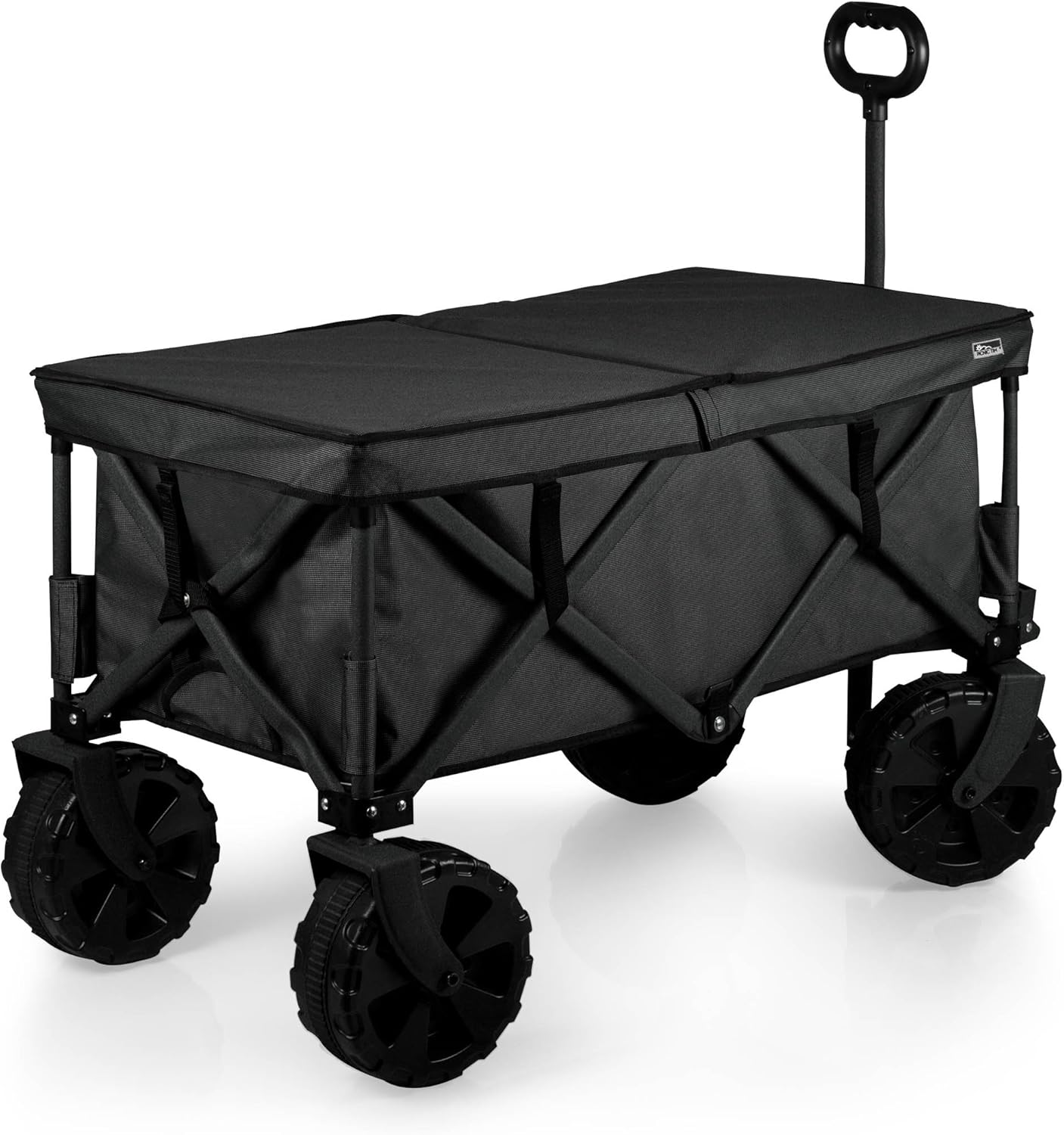 PICNIC TIME Adventure Wagon Elite All-Terrain Folding Sport Utility Cart with Wheels, Steel Frame Collapsible Wagon for Grocery, Rolling Cart for Beach with Fitted Cover and Carry Handle, (Dark Gray)