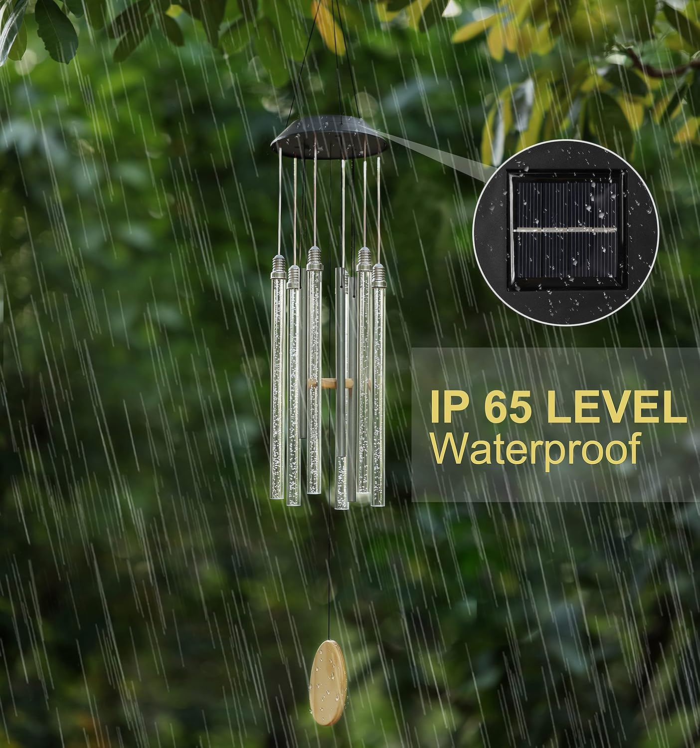 Solar Wind Chimes for Outside, DesGully 6 LED Tubes Color Changing Out