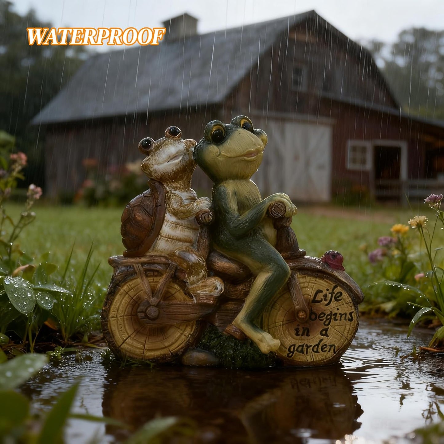 Adorable Frog Turtle-Shaped Resin Decorative Statue, Fun Road Lighting Small lamp, Home Decoration Item, Suitable for Placement in Garden or Balcony.