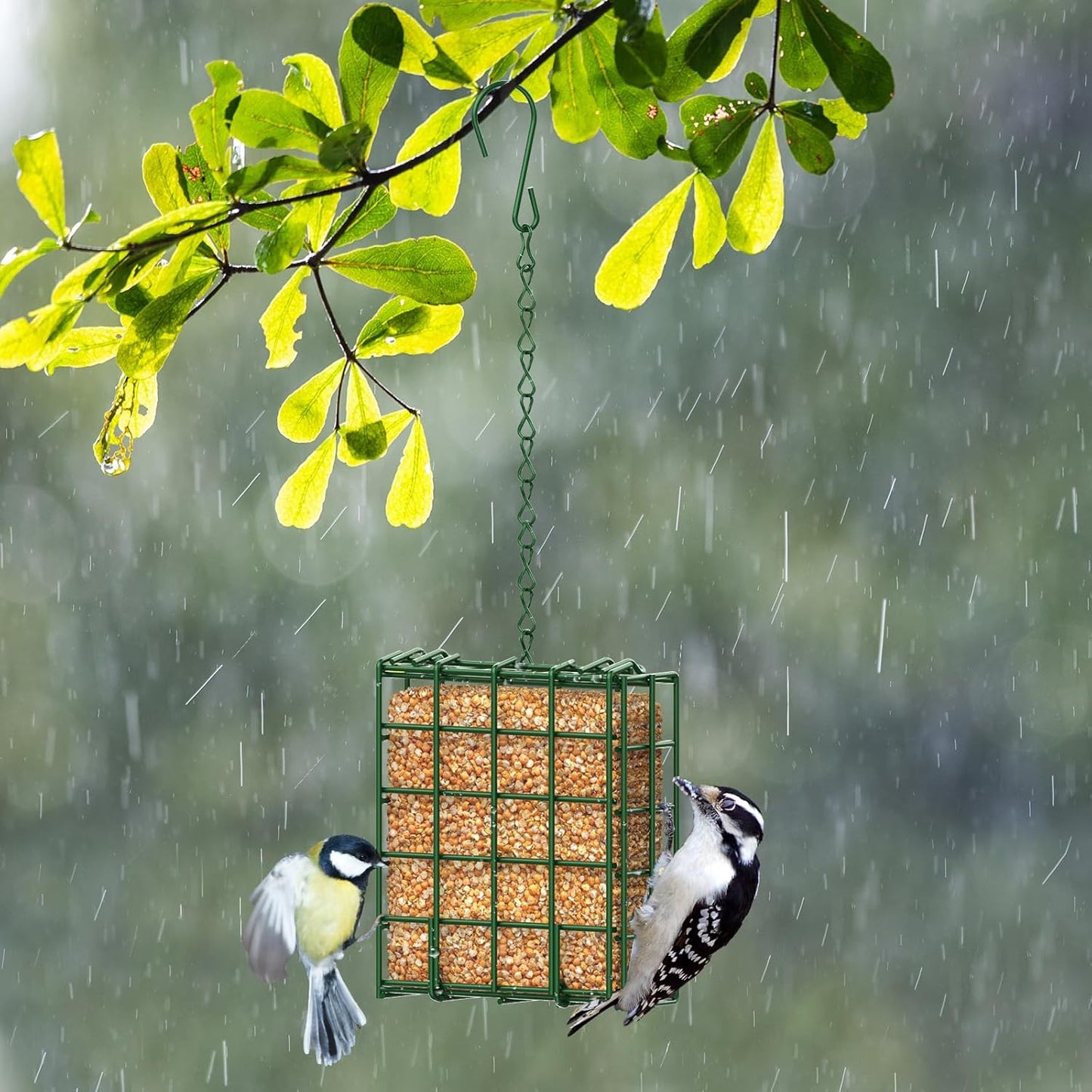 Bird Feeder for Outdoors, Suet Feeder Hanging Bird Feeder, Hanging for Garden Yard Outside - Single Suet Cake Feeders fo Attracting Birds