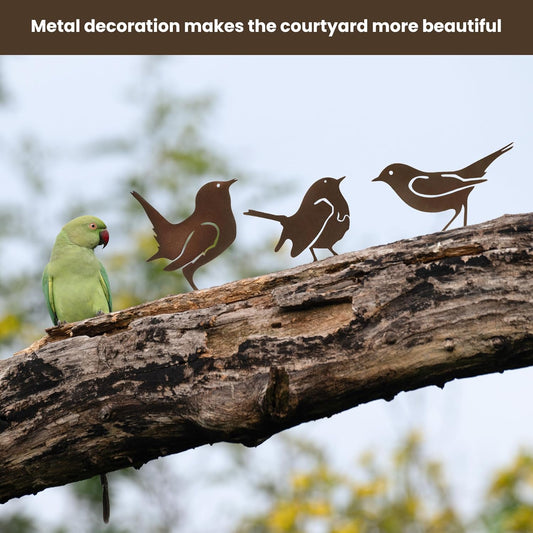 5PCS Rusty Metal Birds Decoration,Outdoor Fence Yard Decor,Metal Birds Craft Statue Ornaments for Yard Art,Garden Decor