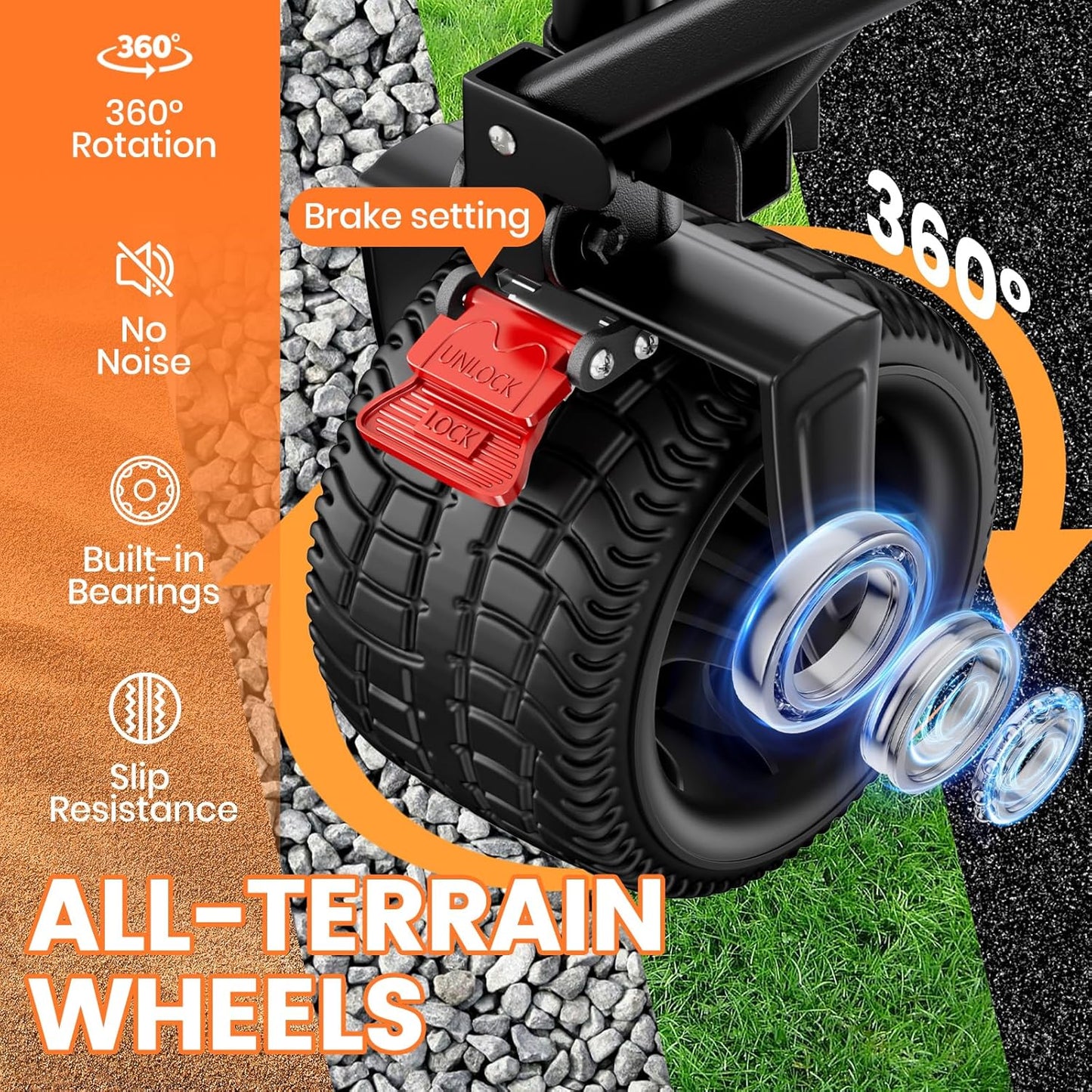 Collapsible Wagon Carts Foldable 570LBS Beach Wagon with Big All-Terra