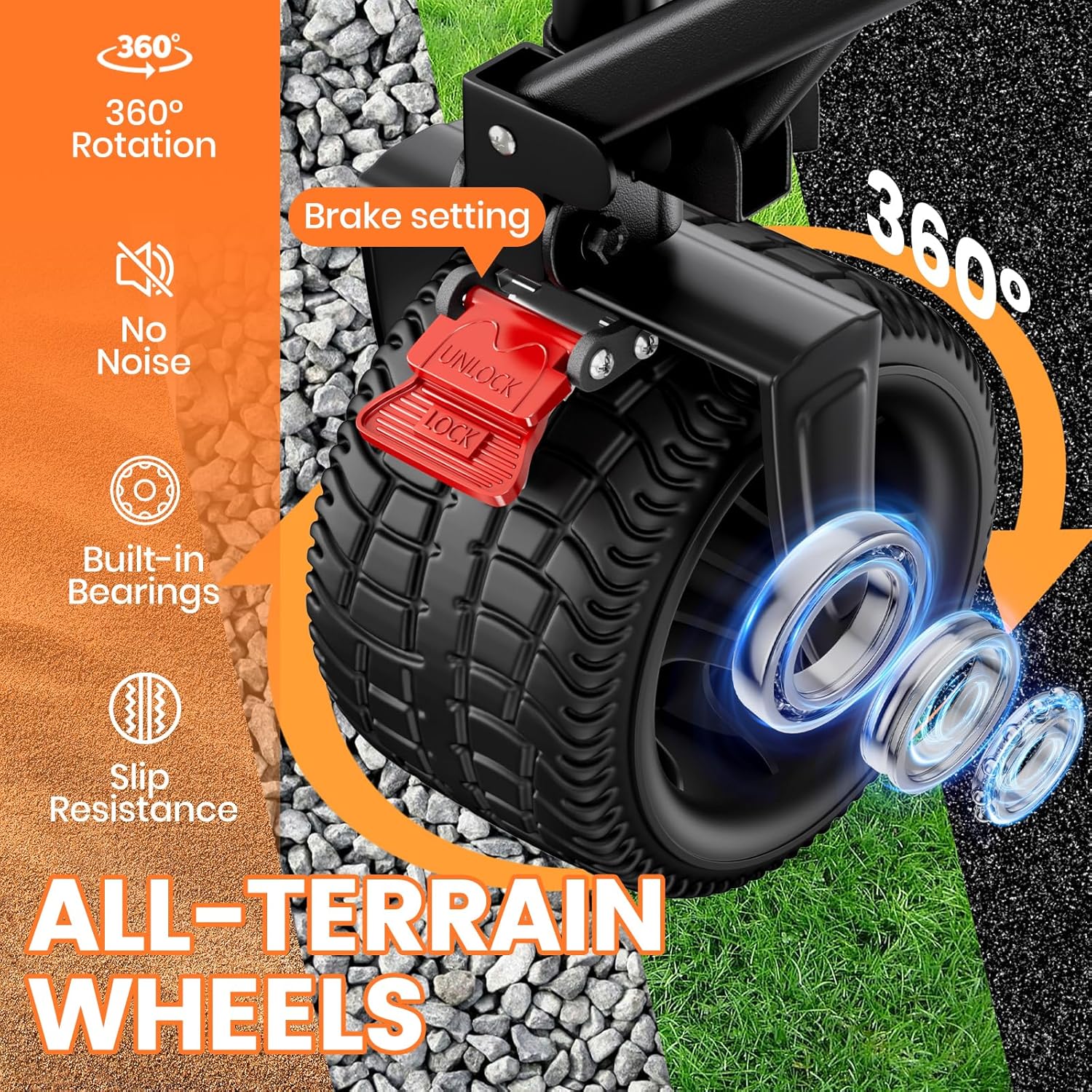 Collapsible Wagon Carts Foldable 570LBS Beach Wagon with Big All-Terra