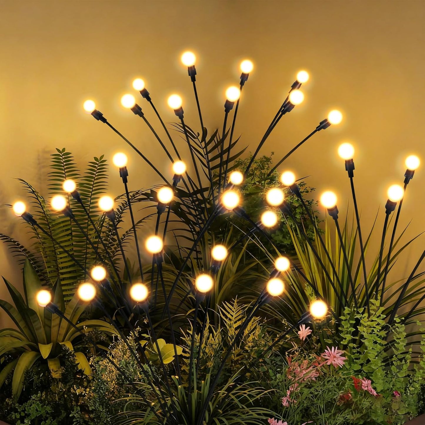 Solar Christmas Decorations, 10 LED Firefly Solar Christmas Lights Outdoor Waterproof, Garden Lights for Yard Porch Patio Decor (1 Pack)