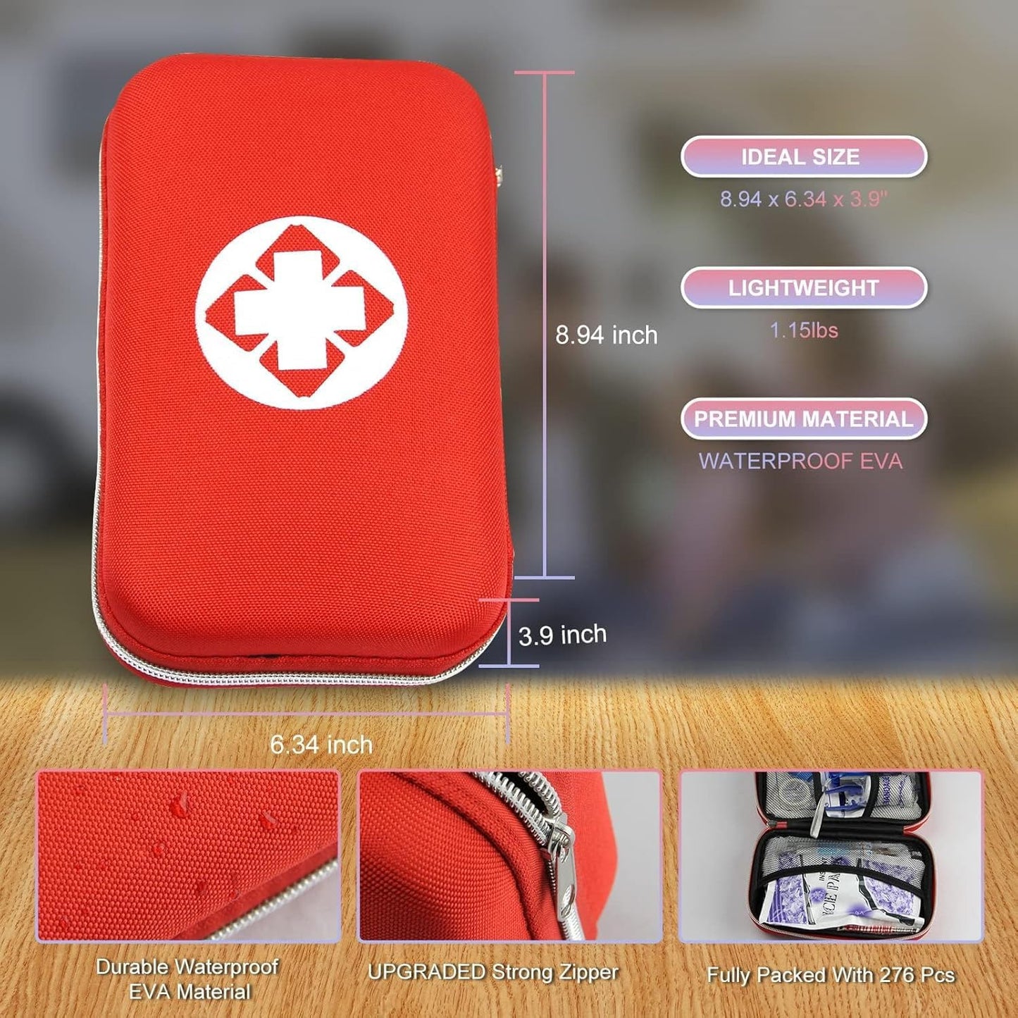 276PCS First Aid Kit Home Car Camping Hiking Emergency Supplies Small 