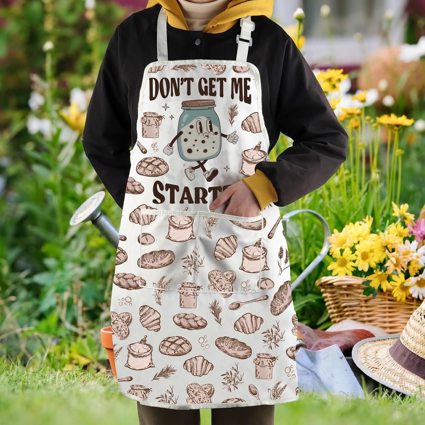WCGXKO Don’t Get Me Started Kitchen Apron Sourdough Bread Gift Homeschool Homestead Baking Gift Cute Breadmaker Gift