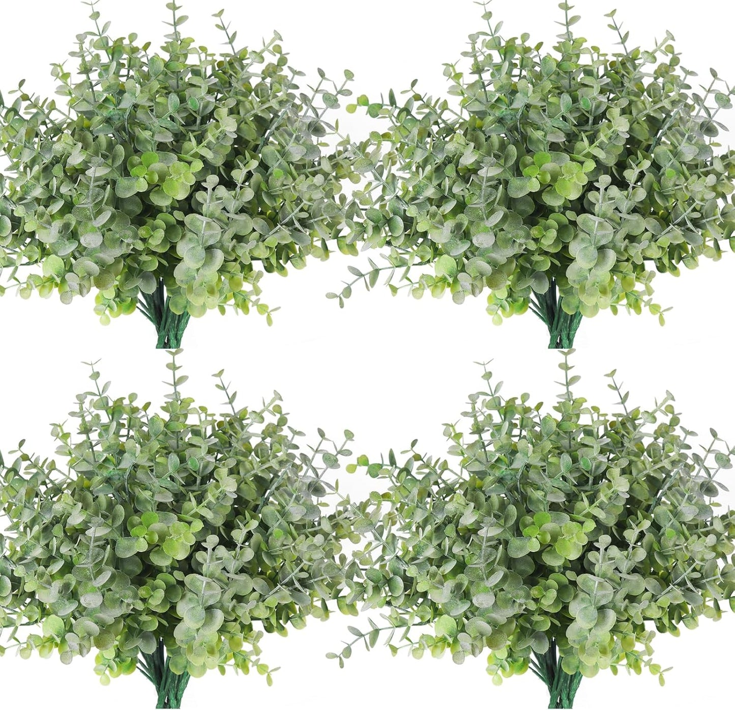 RECUTMS 12 Bundles Artificial Bushes Greenery Plants Stems Faux Shrubs Boxwood Plants Outdoor Fake Eucalyptus for Spring Farmhouse Home Wedding Patio Indoor Outdoor Easter Decor(Dusty Green)