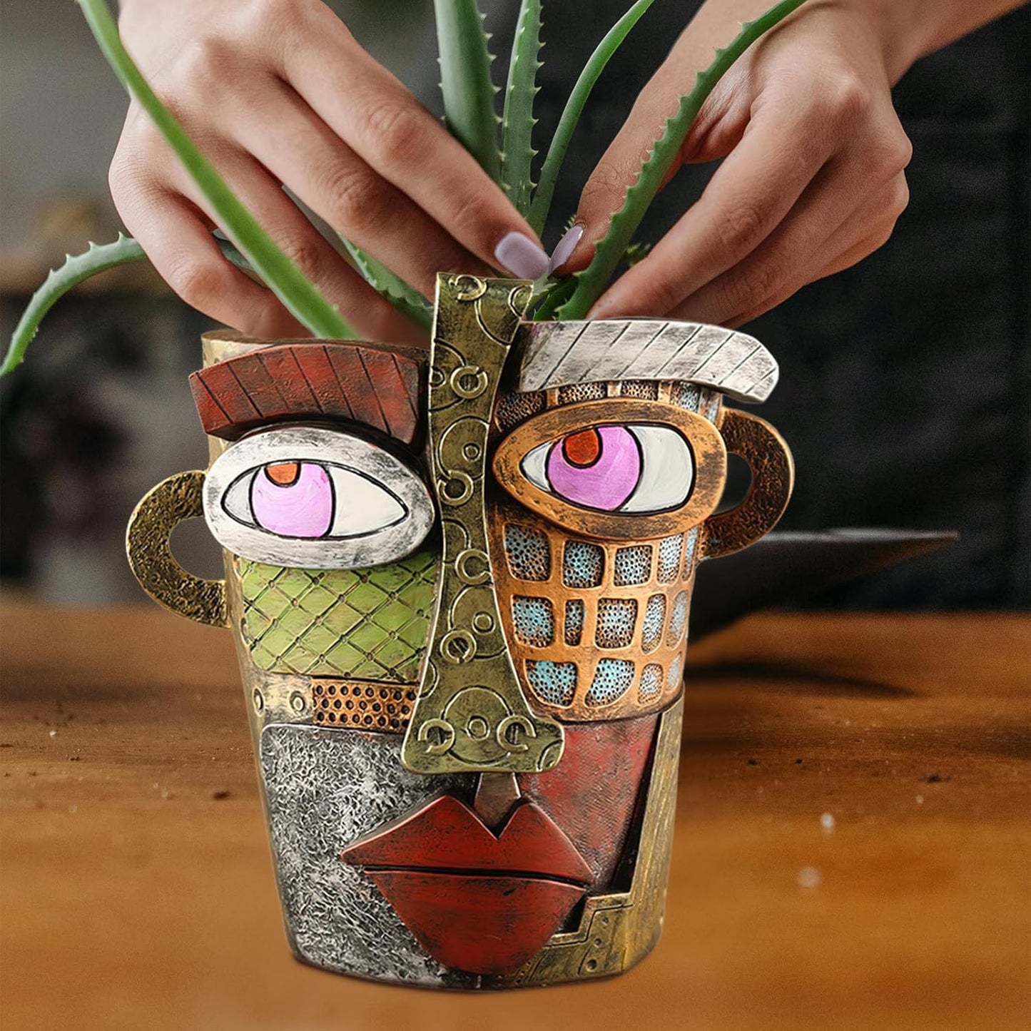 Abstract Face Planters Pots Head,Unique Head Planter for Indoor Plants