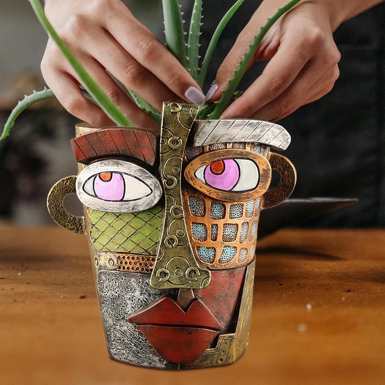 Abstract Face Planters Pots Head,Unique Head Planter for Indoor Plants