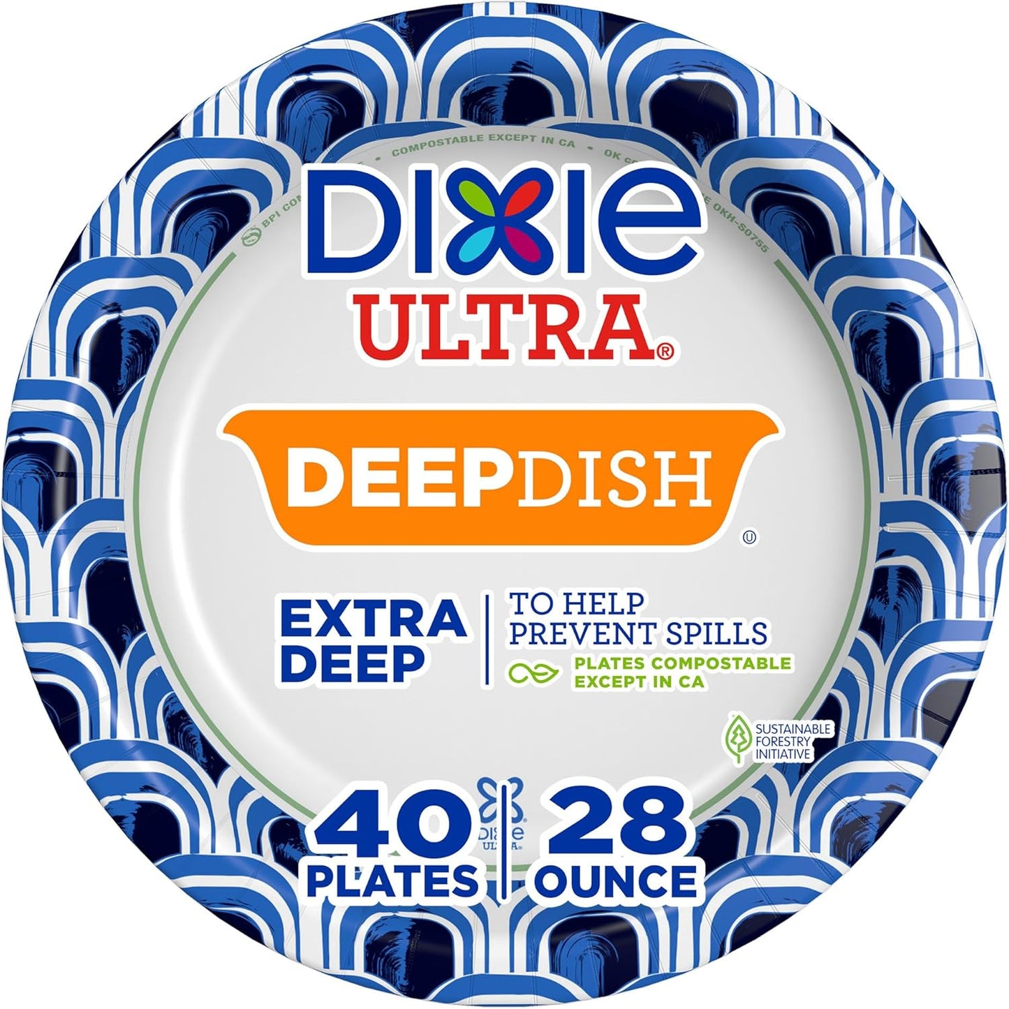 Dixie Ultra, Deep Dish Paper Plates, 28 Oz, 40 Count, Heavy Duty, Micr