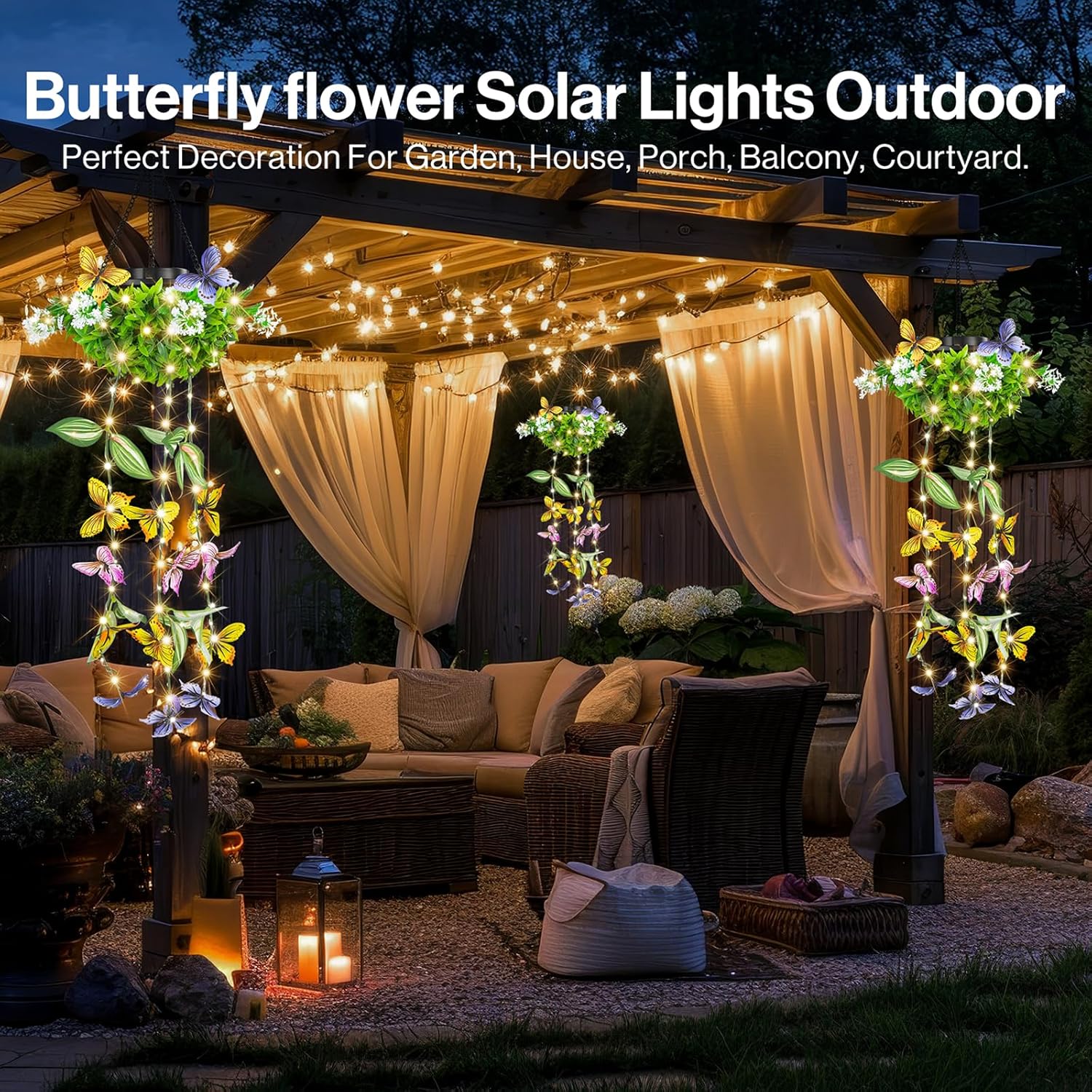 Colorful Solar Butterfly Lights for Spring & Summer Garden, 2 Pack Han