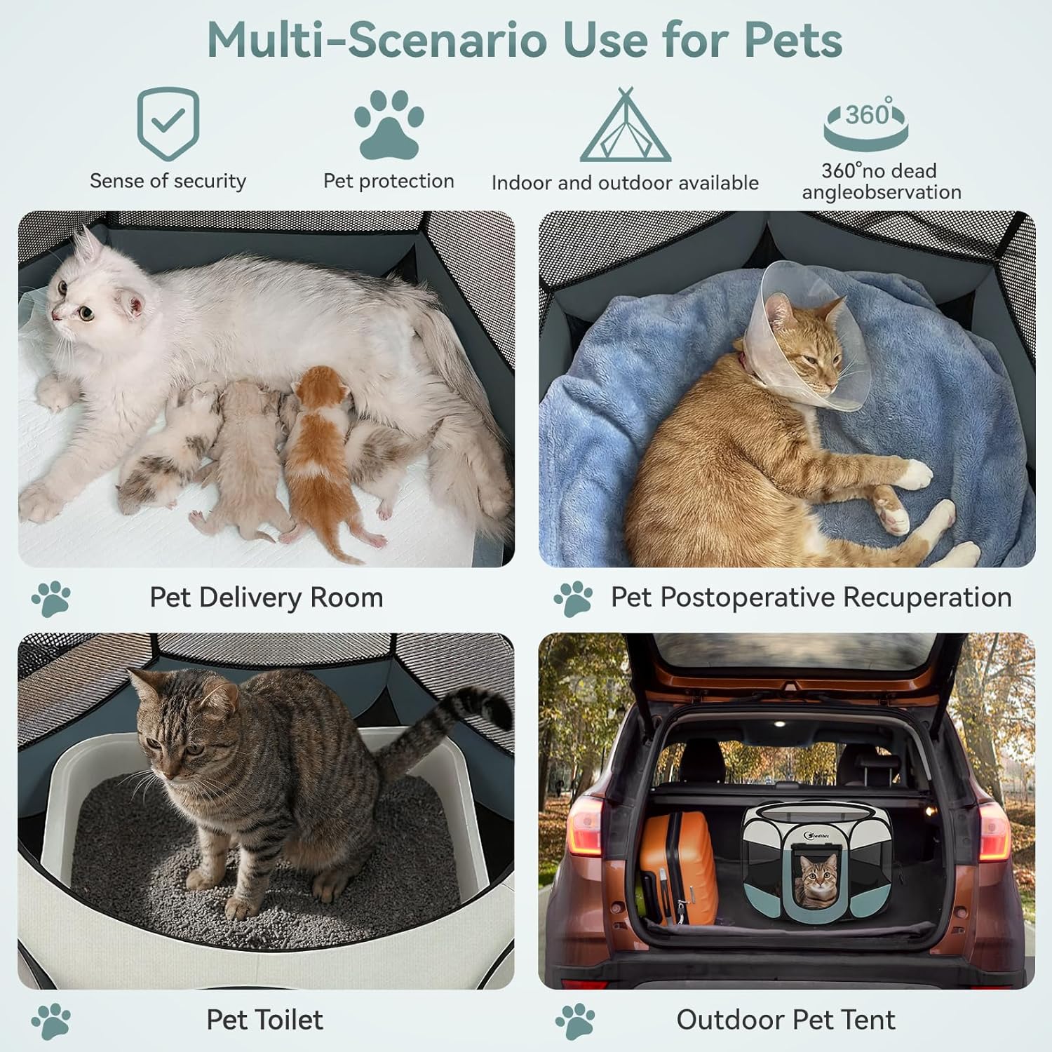 Dog Cat Playpen, Puppy Pet Playpen Indoor for Small Dog Crate Tent Cag