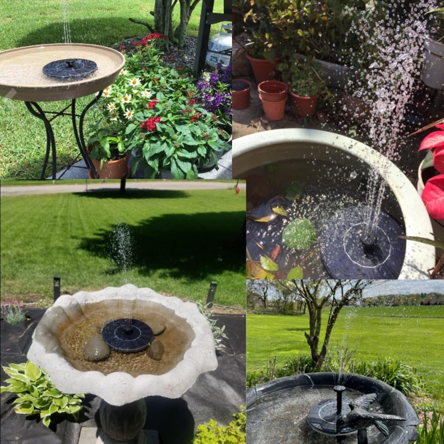 Solar Fountain, Solar Powered Bird Bath Fountain with 4 Nozzles 1.4W S