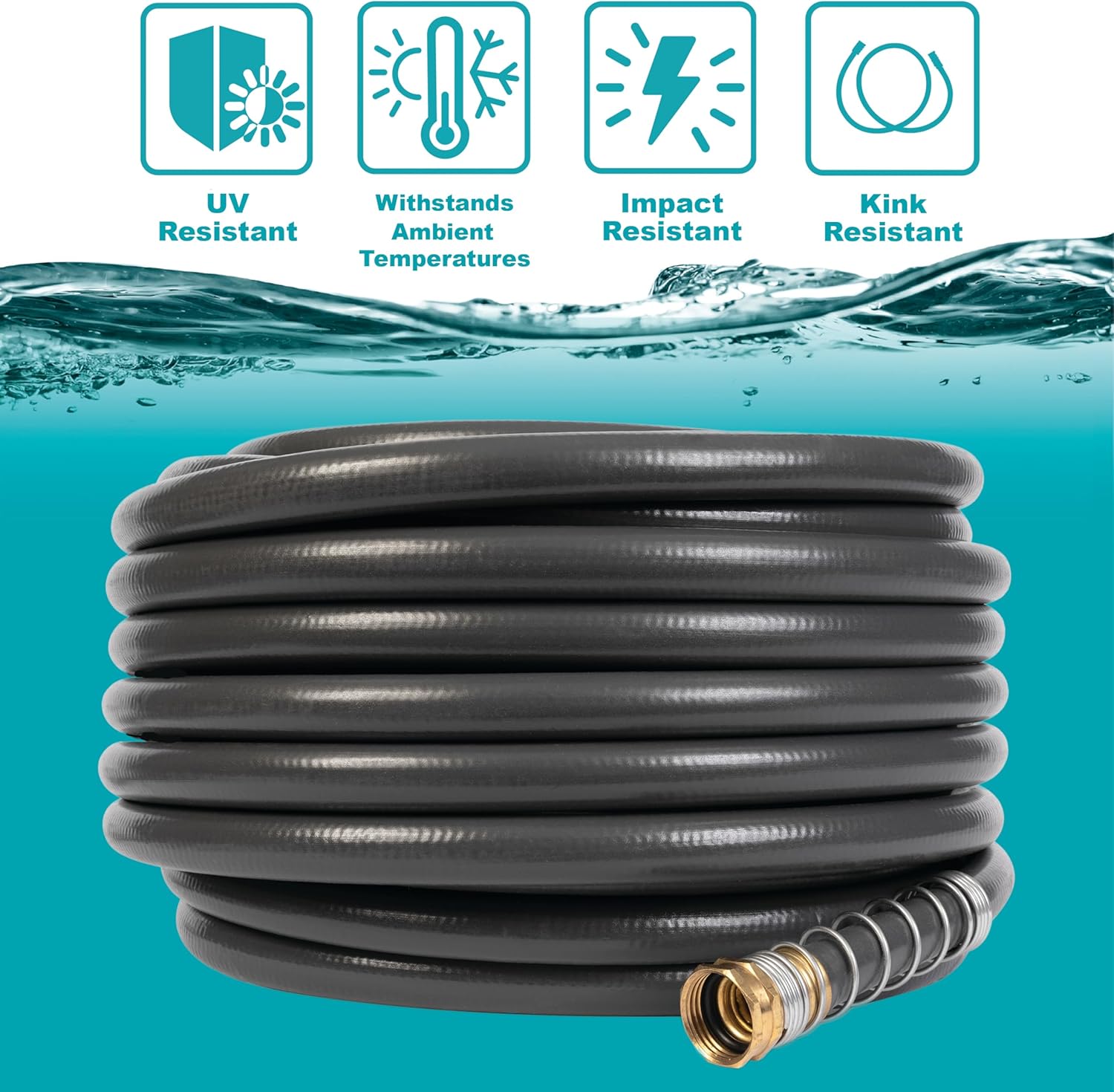 Gilmour Flexogen Heavy Duty Garden Hose – 5/8 in x 100 ft, Leak-Proof 