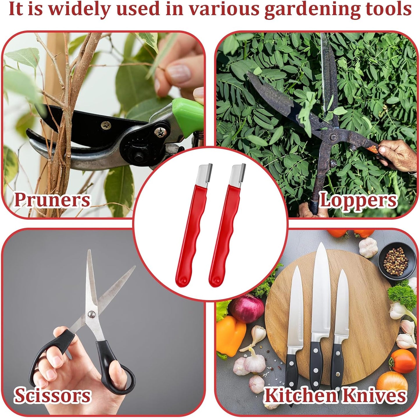 2 Pack Garden Tool Sharpener, Pruning Shears Blade Sharpener Portable Multi Functional Tungsten Steel Garden Tool Quickly Sharpeners Tools Pocket Blade Sharpeners for Hedge Shears Scissors